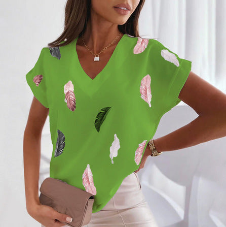 🎉🌈【Ograniczona ilość】🔥✨【S-6XL】2025 Lato Nowy Prosty Wygodny Miękki Damski T-shirt z nadrukiem 3D Piór-3970872