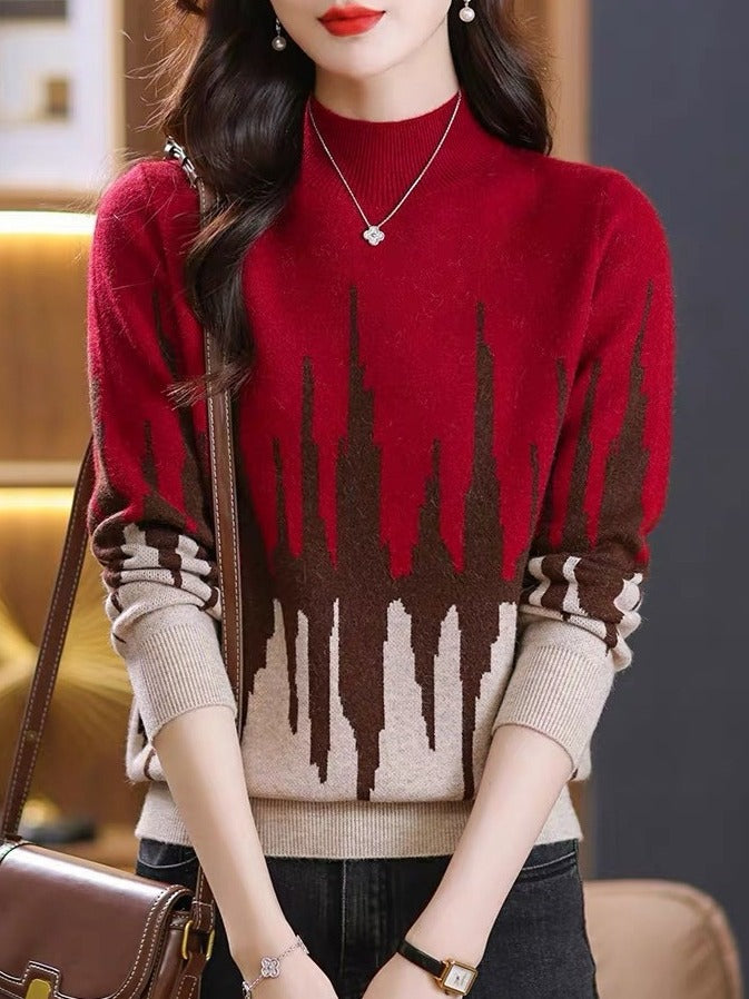✨🔥【S-3XL】2024 nowe jesienne i zimowe damskie swetry półgolf, modne topy z dzianiny-3831949