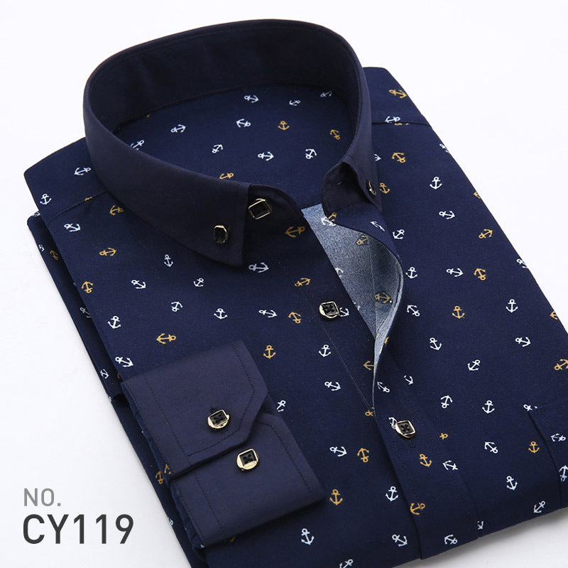 👔2024 Nowa oddychająca biznesowa koszula z nadrukiem casual dla mężczyzn nowa-3702810