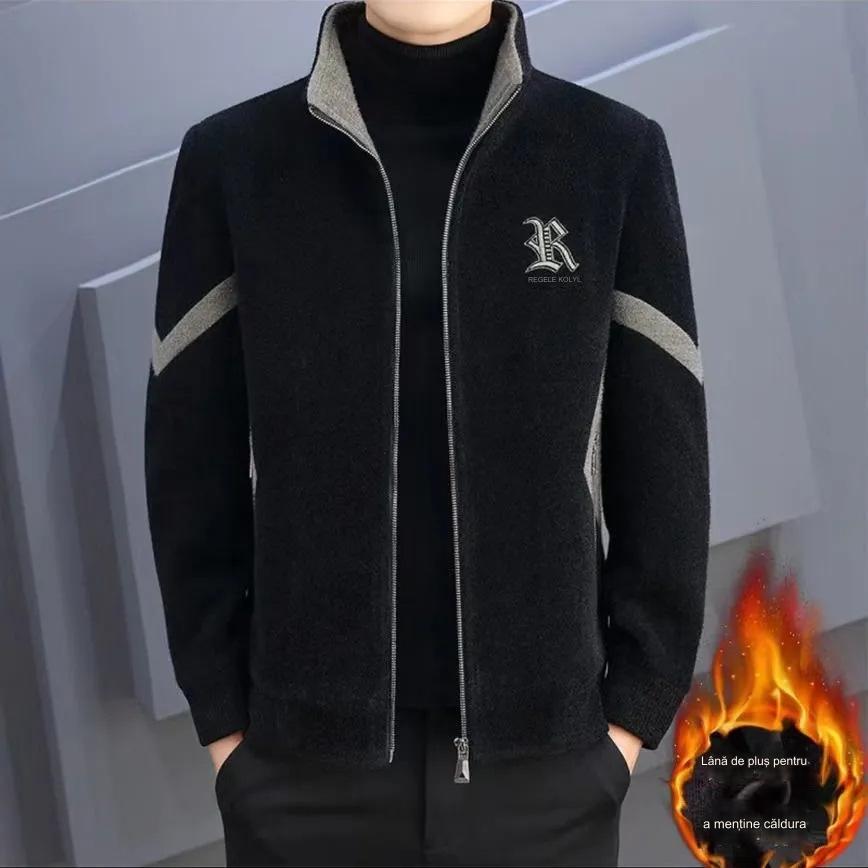【L-5XL】👔2024 nowa ciepła, pogrubiona aksamitna kurtka męska