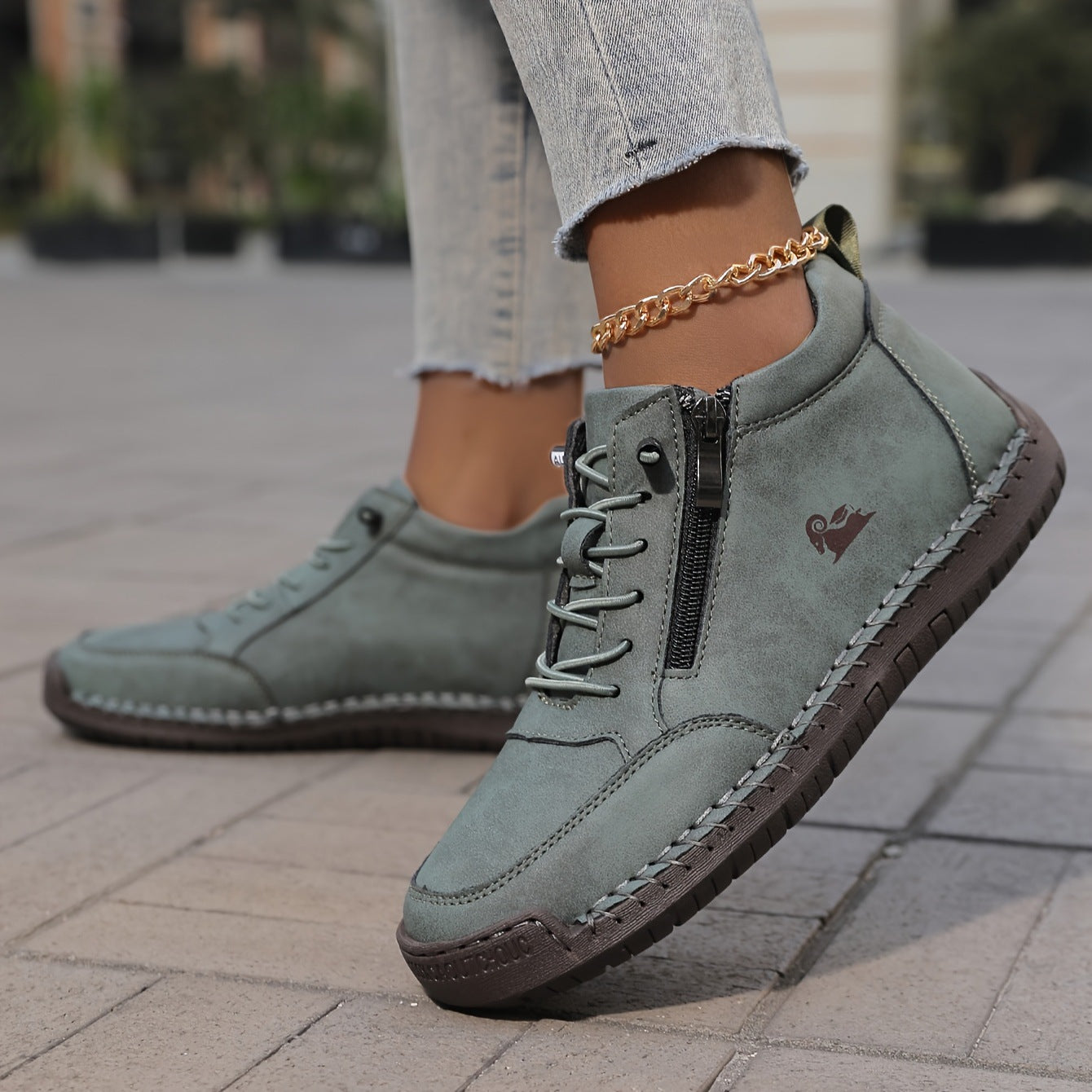 ♥️♥️【Nowy produkt】Damskie, szyte ręcznie, płaskie buty z miękką podeszwą na jesień i zimę, buty codzienne-4148083