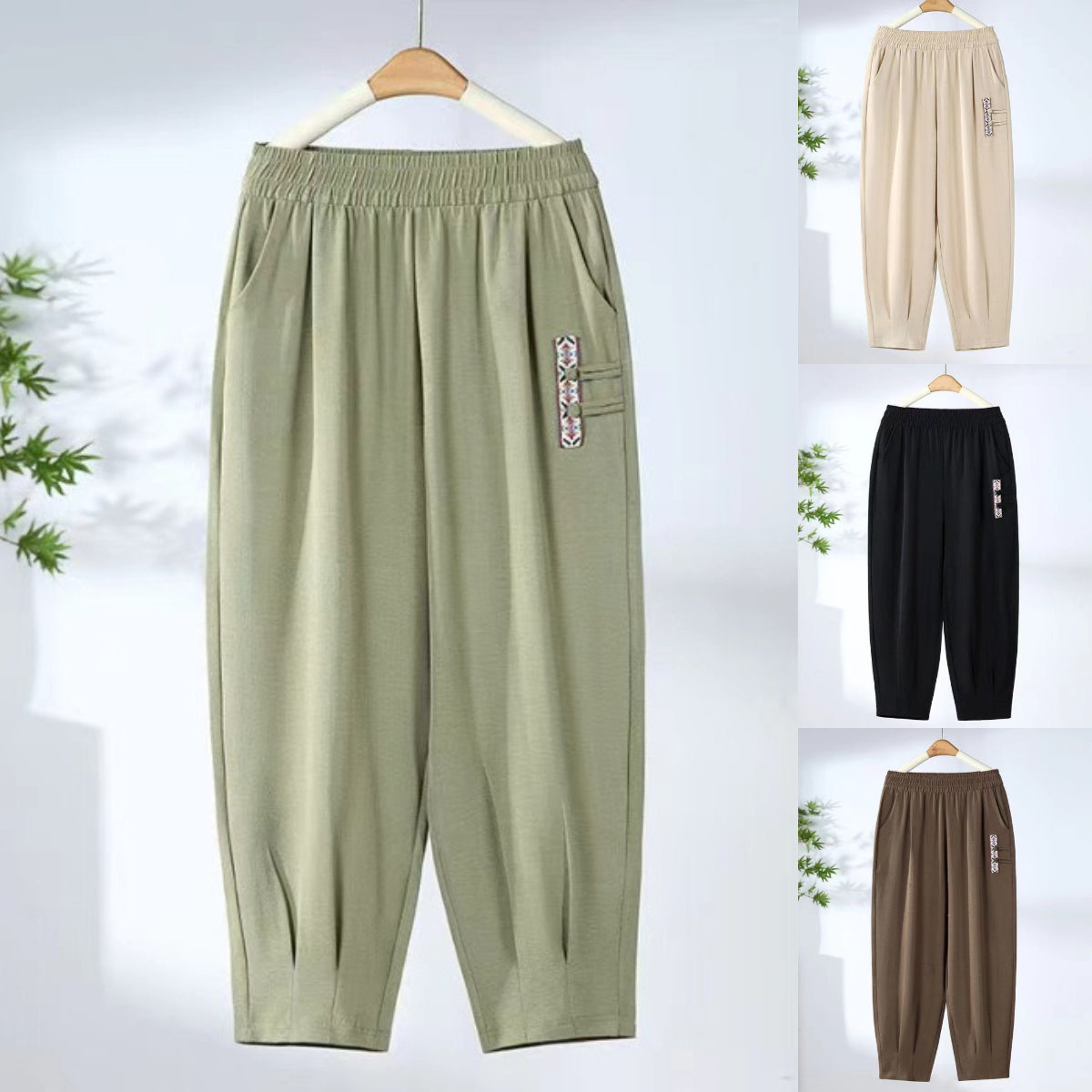 【M-4XL】 Nowe letnie cienkie bawełniane spodnie lniane z dziewięcioma punktami 3983377