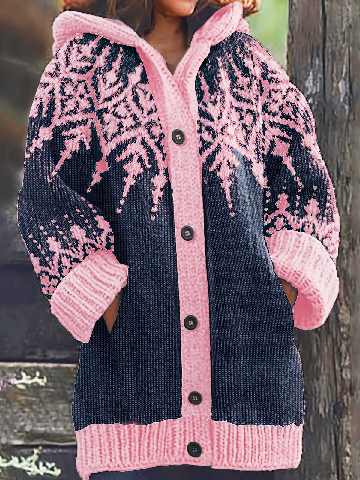 【S~5XL】❄Elegantna retro jakna s kapuco v barvi snežinke 4159902