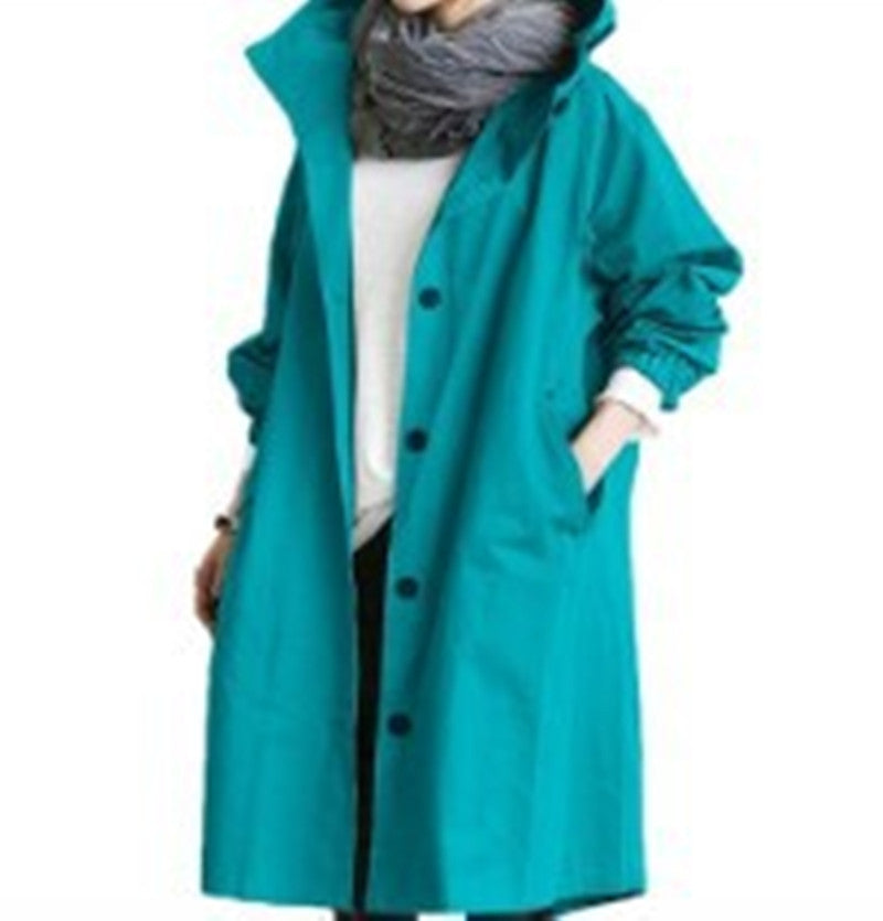 🥼【S-5XL】Nowa jesienna, długa, plus-size, swobodna wiatrówka damska, codzienna moda-4109896