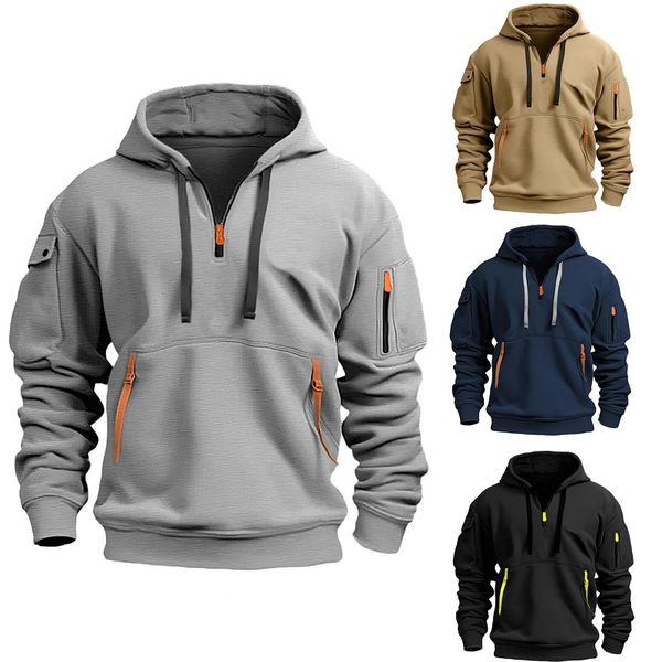 【S-5XL】Męska sportowa bluza z kapturem zapinana na zamek i wiele kieszeni