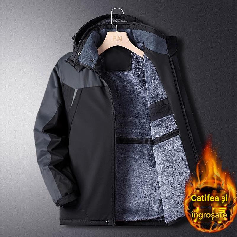 🔥【L-6XL】Męska pogrubiona aksamitna wodoodporna i mrozoodporna, ciepła zimowa i wiatroszczelna kurtka alpinistyczna-3839560