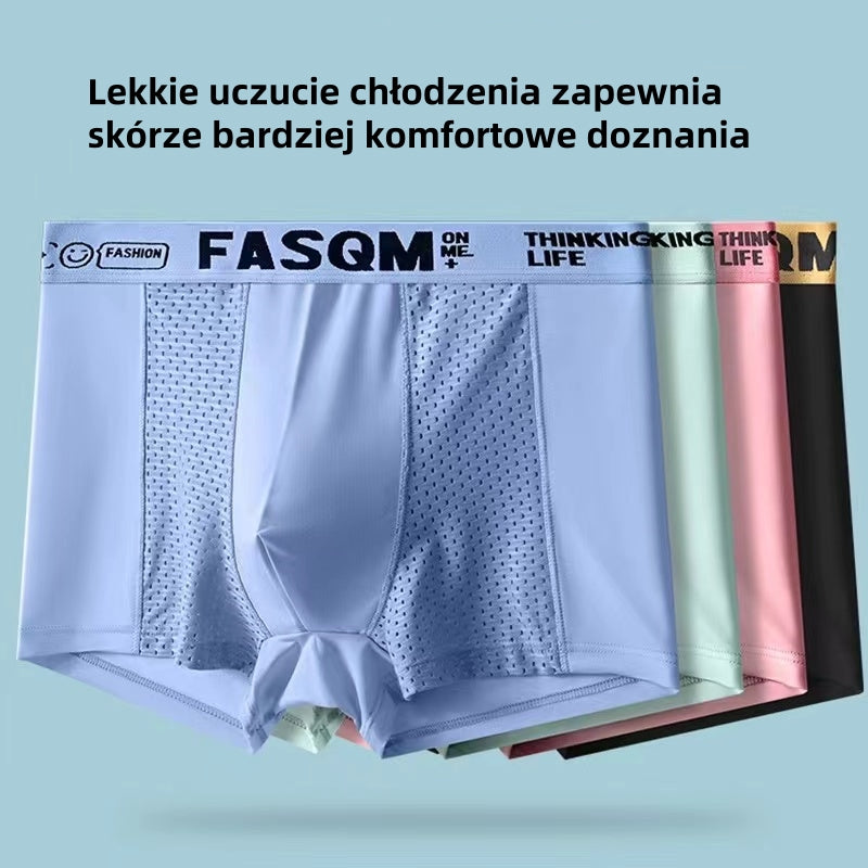 😍🩲【L-4XL】 🔥🔥(6 sztuk) Męskie bokserki z oddychającej siateczki z lodowego jedwabiu-3790733