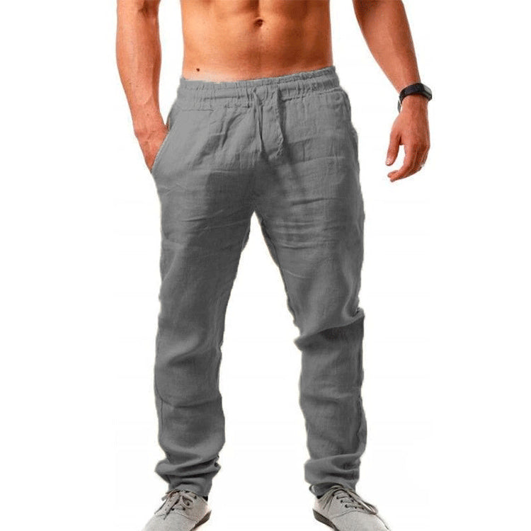 💥👖【S-4XL】 2025 nowe letnie męskie luźne, oddychające, codzienne spodnie sportowe wykonane z bawełny i lnu💨-3990972