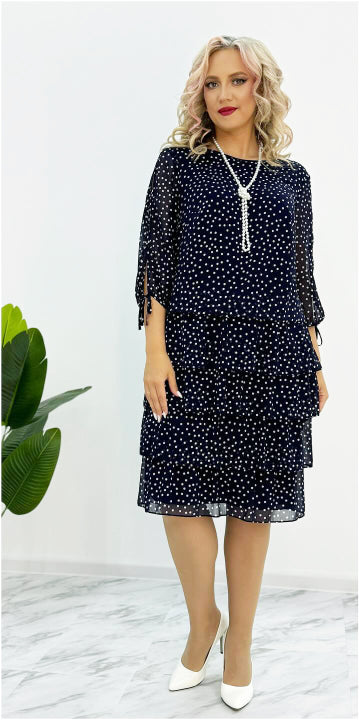 🥰【S-5XL】2025 Nowa elegancka luźna sukienka w kropki-3891127