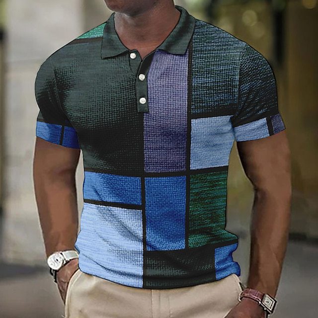 🔥Kup 1, a 1 dostaniesz gratis🔥 💥👕【S-5XL】2025 Męska swobodna koszulka POLO z geometrycznym wzorem-4031520