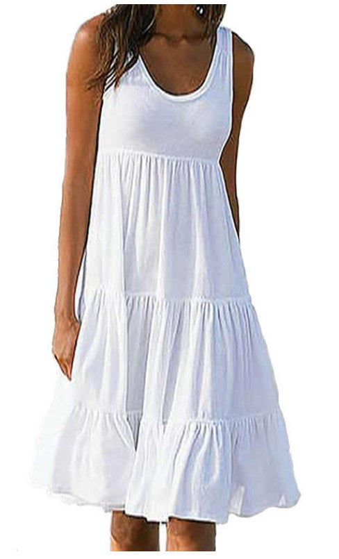 👗 【S-5XL】 Prosta sukienka w jednolitym kolorze