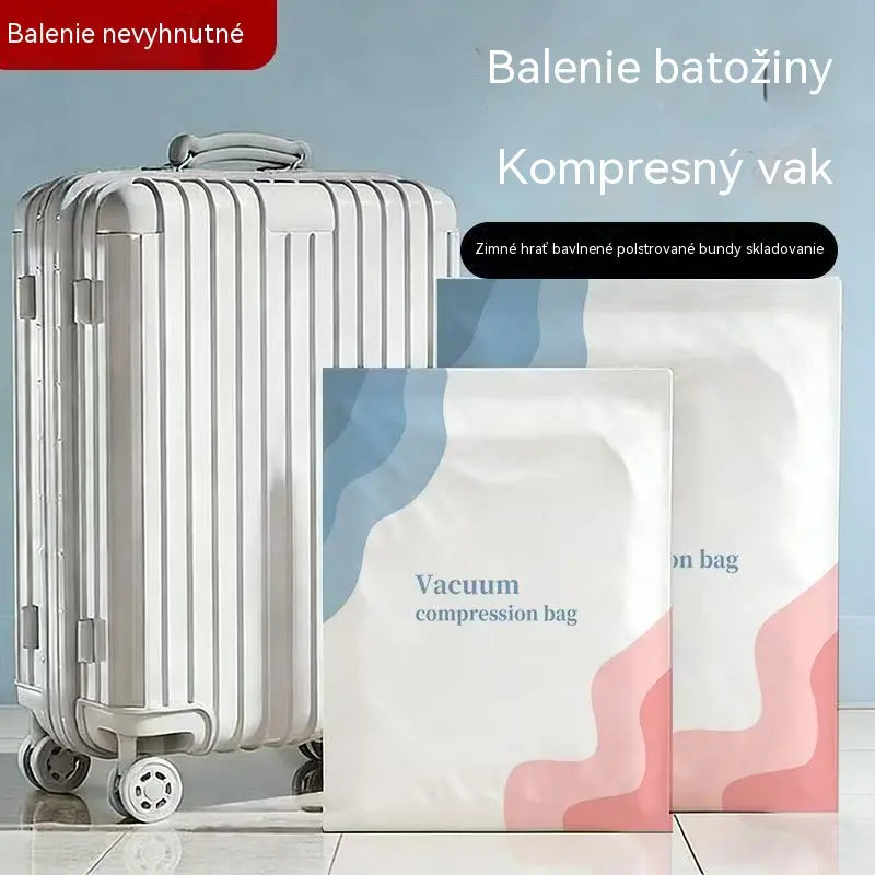 🧳 5 položek 💨 Velké stlačitelné vakuové úložné sáčky: Není třeba žádné vzduchové čerpadlo, nepropustné, ideální pro úsporu místa v kufru a doma ✈️
