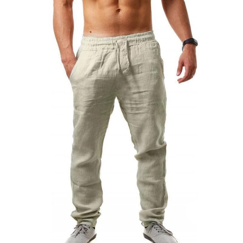 💥👖【S-4XL】 2025 nowe letnie męskie luźne, oddychające, codzienne spodnie sportowe wykonane z bawełny i lnu💨-3990972