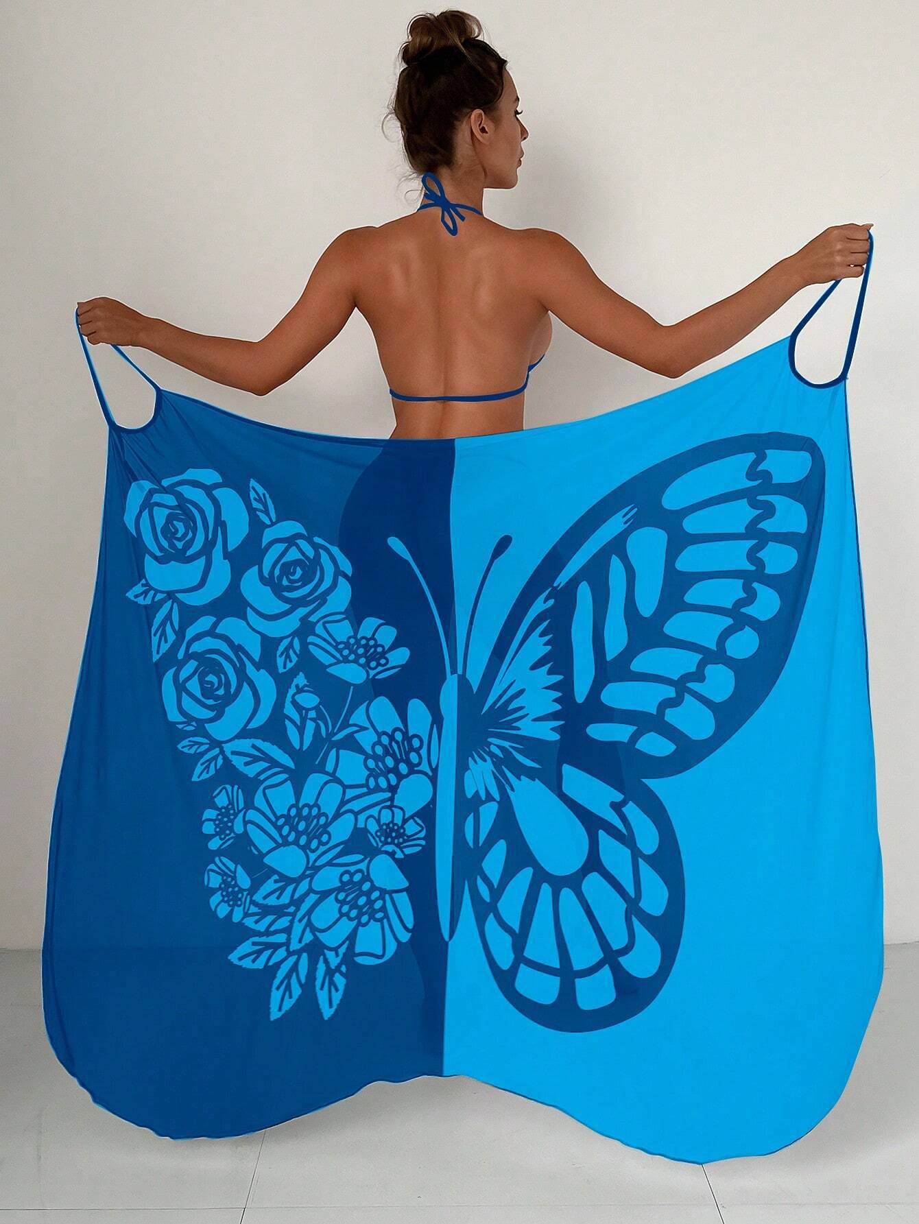 ✨【Nowy produkt ze zniżką】🦋🦋Nowe damskie szyfonowe narzutki przeciwsłoneczne z nadrukiem motyli na plażę 2025 3979177