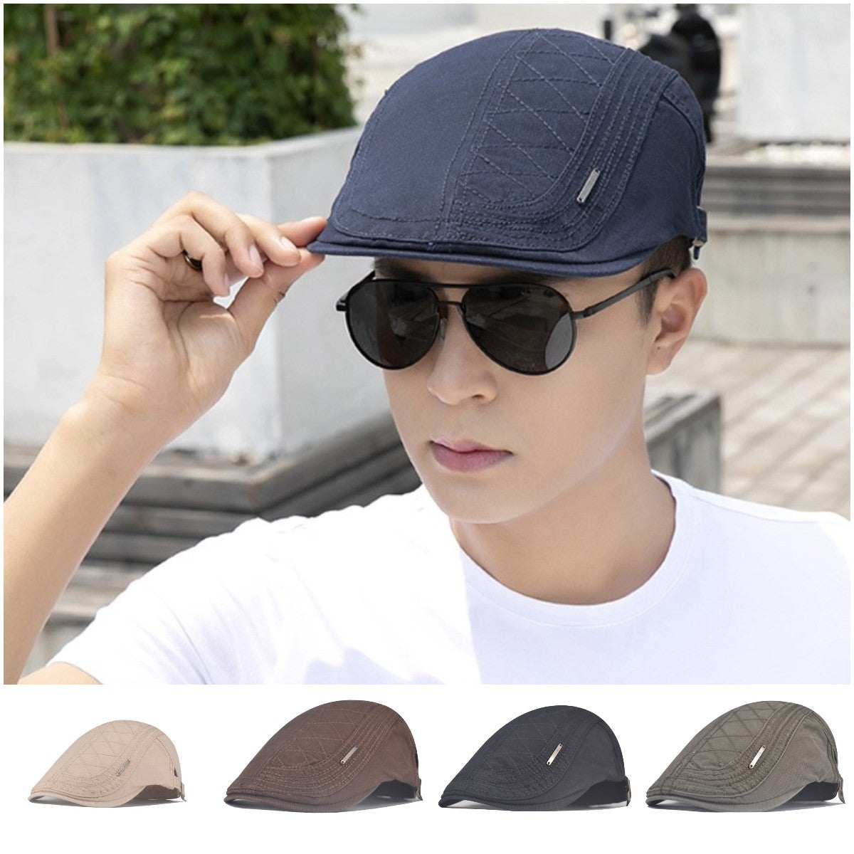 Regulowany dżinsowy beret w stylu vintage-3903735