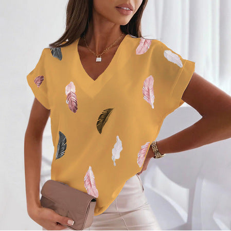 🎉🌈【Ograniczona ilość】🔥✨【S-6XL】2025 Lato Nowy Prosty Wygodny Miękki Damski T-shirt z nadrukiem 3D Piór-3970872