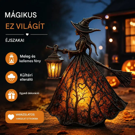 🧙♀️Boszorkánylámpa – kísérteties, gótikus stílusú lámpás dekoráció, egyedi asztali dísz és lábakkal ellátott éjszakai fény; tökéletes választás otthonod, verandád, irodád vagy bulik díszítésére.