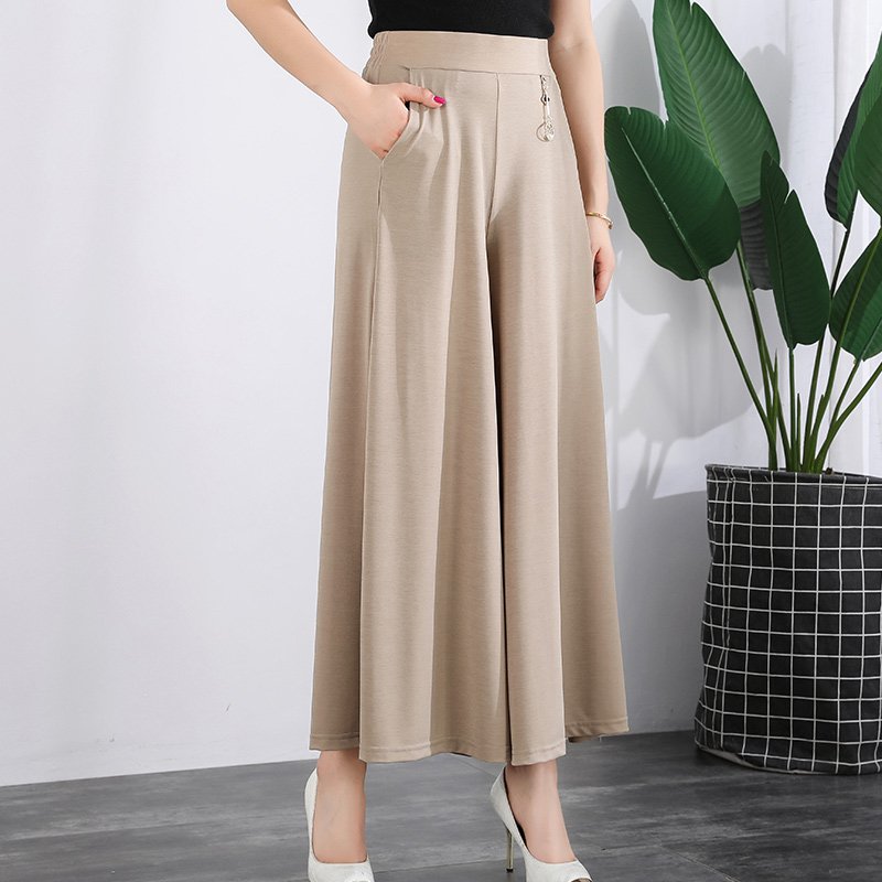 🔥🥰【M-5XL】Dziewiąte spodnie damskie z szerokimi nogawkami lodowego jedwabiu 2024 3720207
