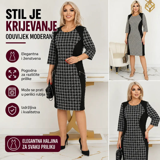 🌷🌞【S-5XL】Nova topla zimska karo obleka