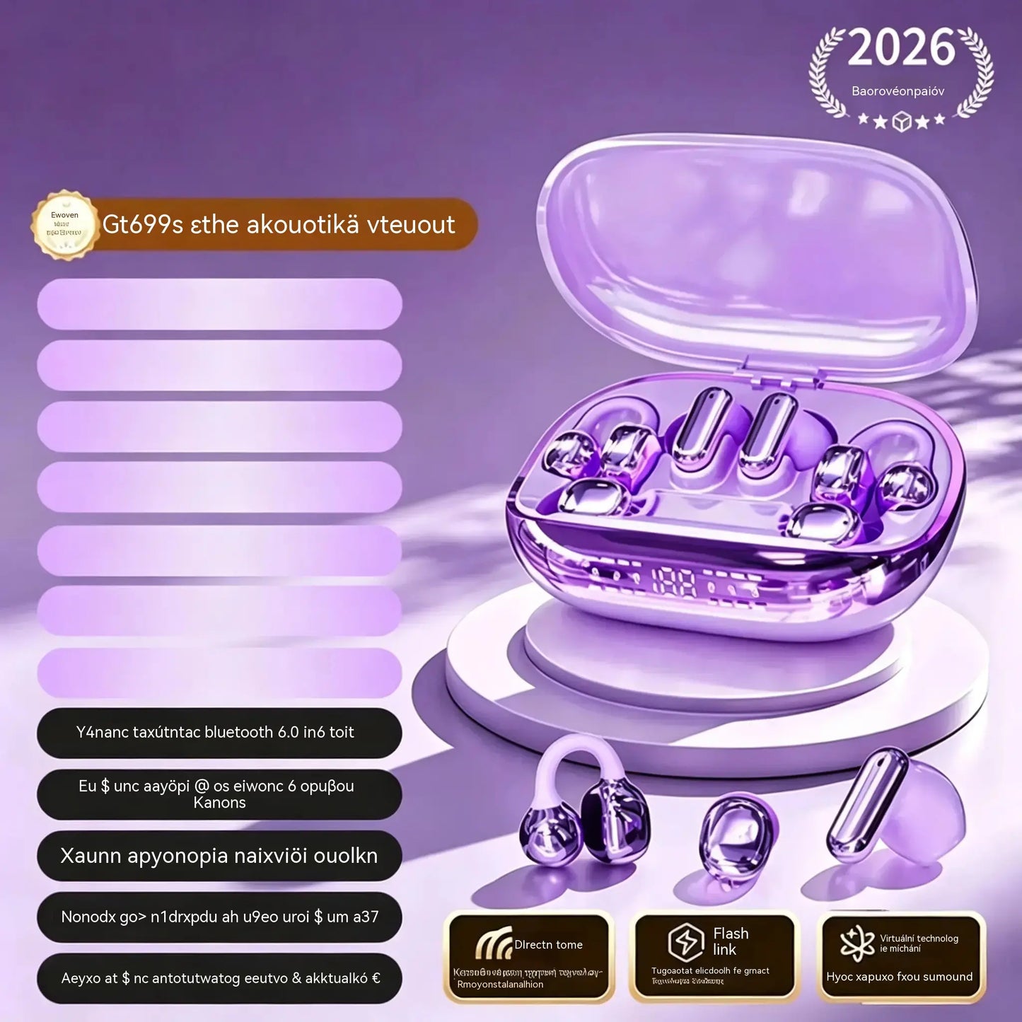 Bezdrátová sluchátka GT699S 6 v 1 s různými styly a nouzovým pouzdrem ✨