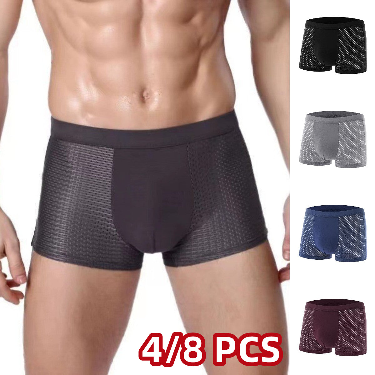 【4 kusy】🧊Ledové hedvábné pánské síťované boxerky 3653323