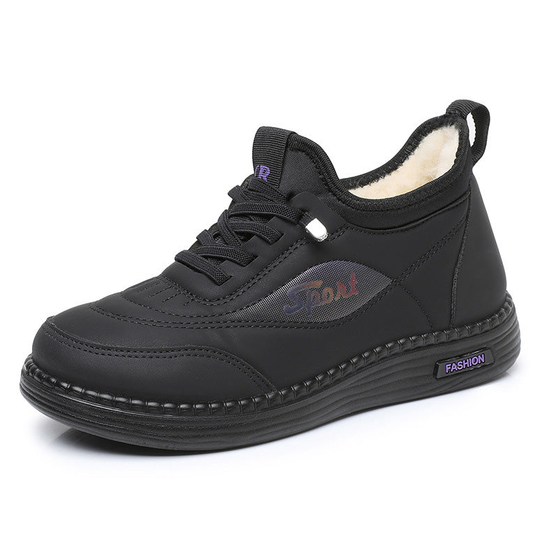 👟【35-41】Nuevos zapatos de madre de terciopelo de invierno y gruesos antideslizantes, zapatos de algodón cálidos de moda y versátiles, botas de nieve de suela suave