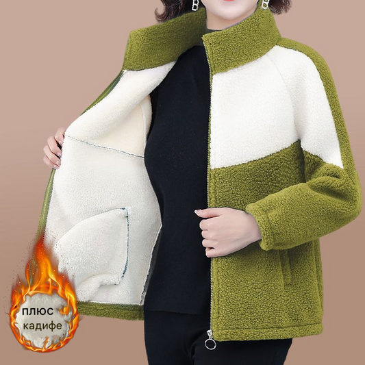 【🔥 Bestseller】☃️❄️ Podzimní/zimní novinka 2026 – bunda z imitace beránka a sametu
