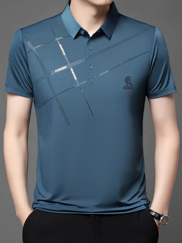 💥【Kup 1, a 2 dostaniesz gratis】👔【M-4XL】2025 Nowa męska casualowa koszulka polo z jedwabiu lodowcowego-4019142