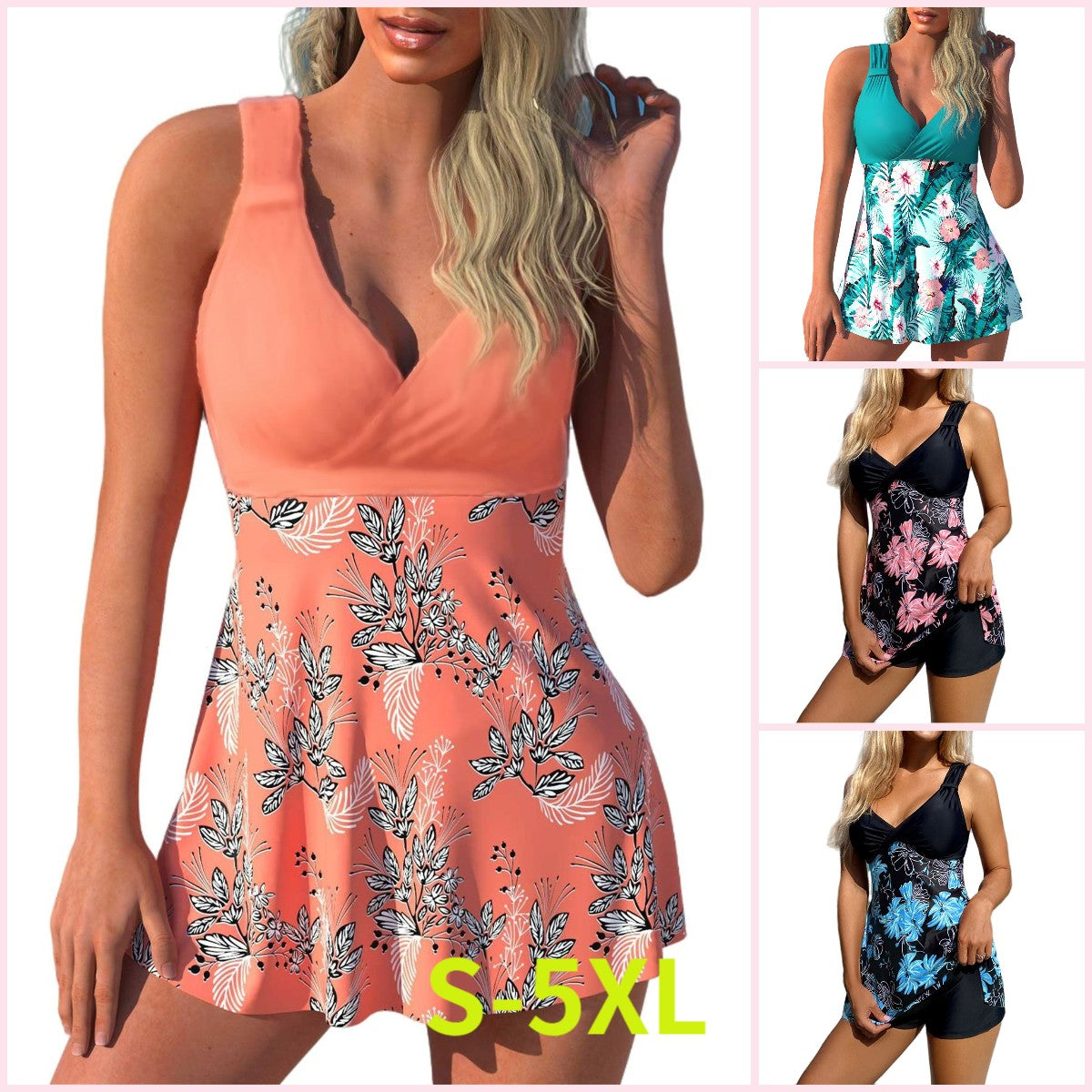 🏖️🌴【S-5XL】2025 Zestaw kostiumów kąpielowych z nadrukiem na wakacje na plaży-3977392