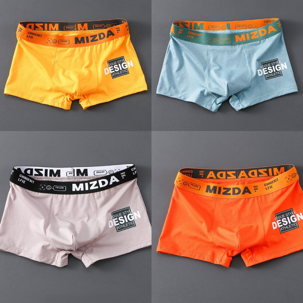 🔥🩲【 4 sztuki M-3XL】Majtki męskie z czystej bawełny, z dyskretnym wzorem i wytłoczonymi szwami, o kwadratowym kroju-3701878