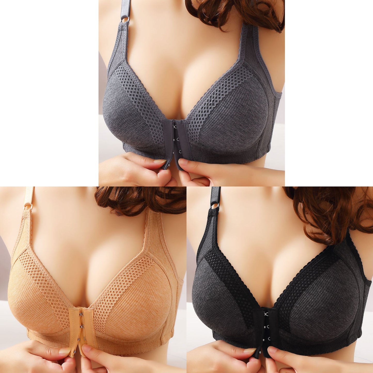 ✨【Cumpără 1 primești 2 gratis】💞Secțiune confortabilă subțire fără inel de oțel cu cataramă din față🎉3575919
