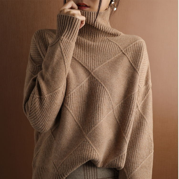 🔥💟 【49% OFF】【S-2XL】 2024 nowy damski luźny kaszmirowy sweter z golfem na jesień i zimę 2024-3843813