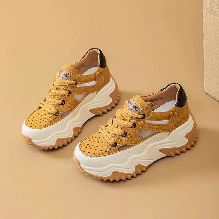 👞【35-40】2024 nowe sandały sportowe o wysokiej, pustej, grubej podeszwie-3915911