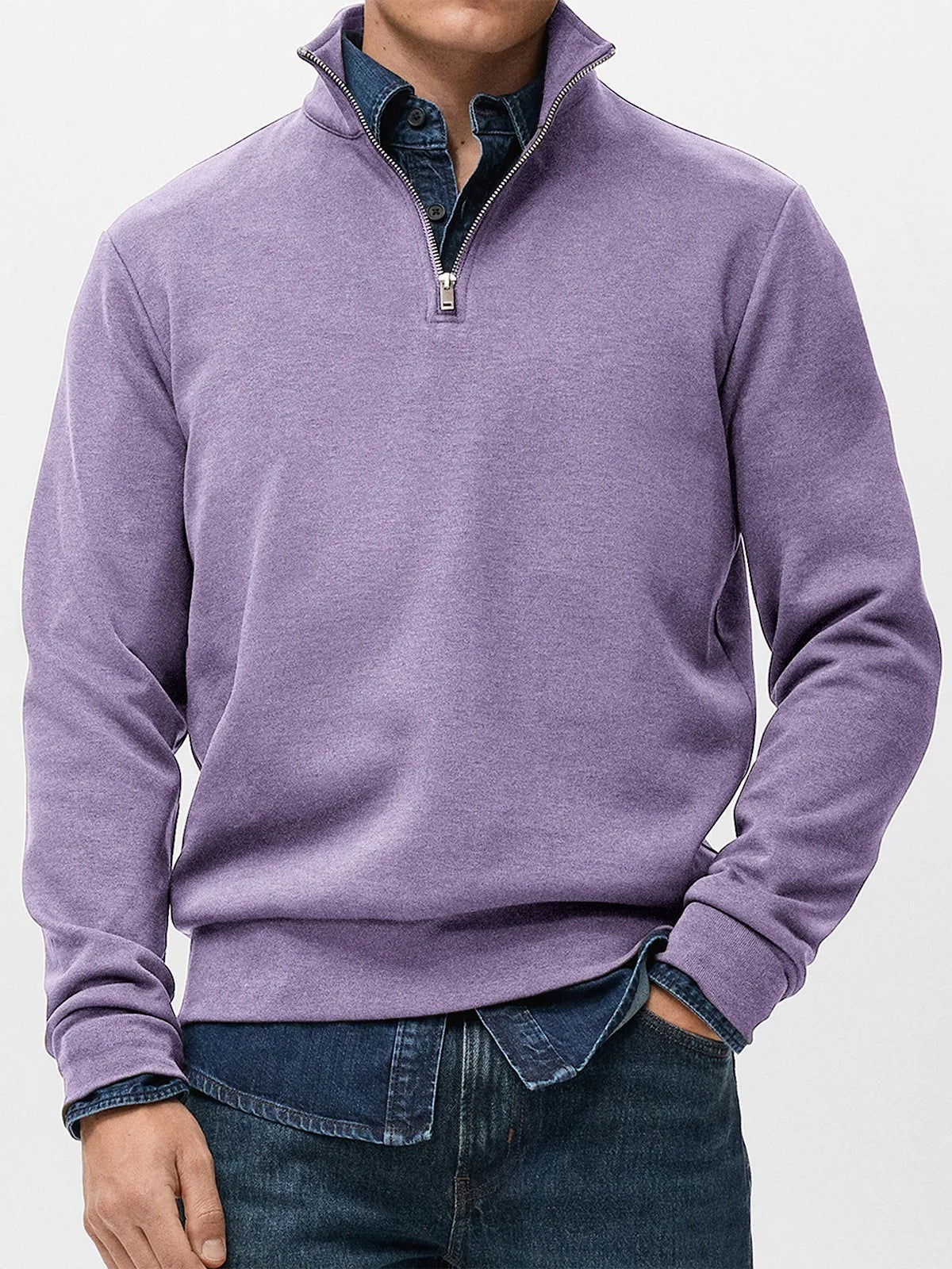 👔【S-5XL】Nowa męska bluza z długim rękawem i stójką, zapinana na zamek błyskawiczny 4211175