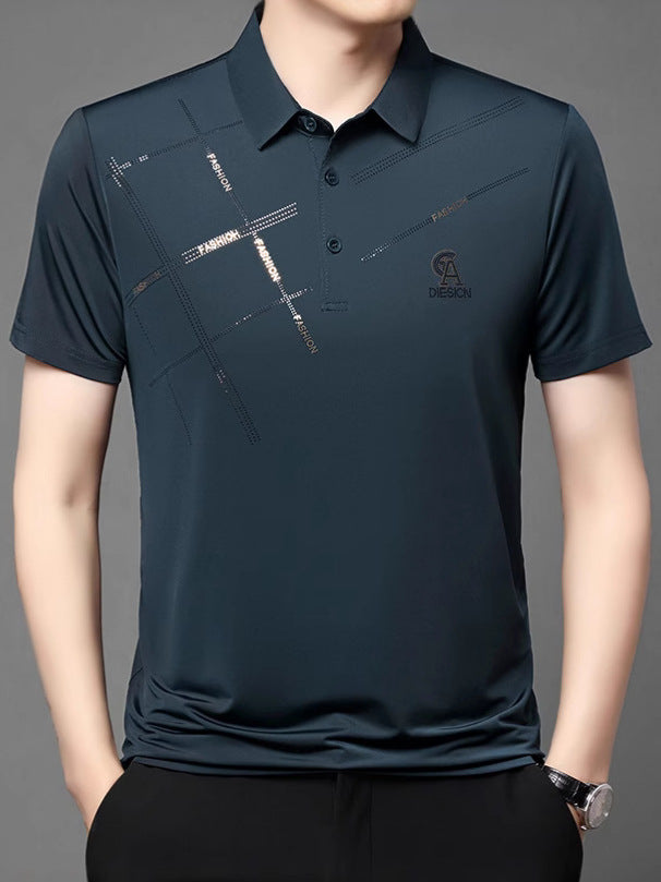 💥【Kup 1, a 2 dostaniesz gratis】👔【M-4XL】2025 Nowa męska casualowa koszulka polo z jedwabiu lodowcowego-4019142