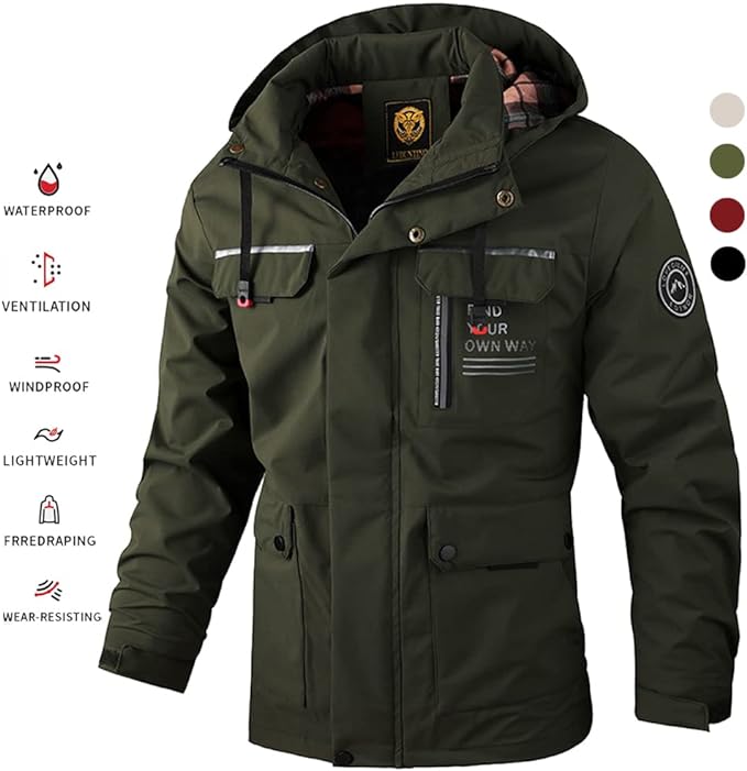 🔥🔥【Promocja odzieży zimowej‼】 【M-6XL】Jesień i zima męska gruba ciepła wiatroszczelna i wodoodporna kurtka-4102635