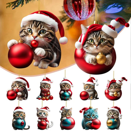 🐈🎄10 kusů😻Ozdoby na vánoční stromeček Kitty. závěsné doplňky pro kočky