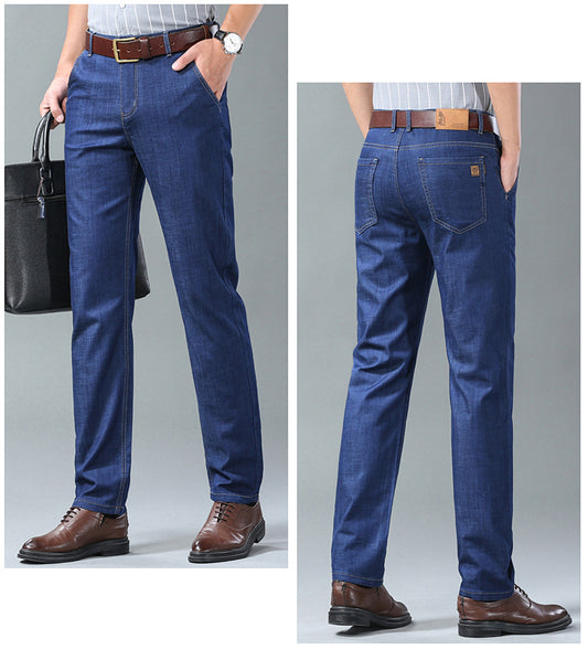 💥【60-110KG】👖 Egyszerű, laza és sokoldalú plus size férfi farmernadrágok