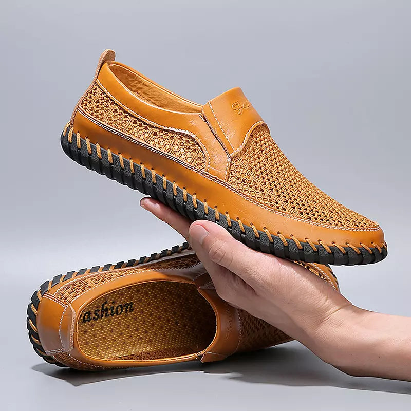 【38-48】👞Nowe, jesienne, męskie, skórzane buty z siateczki-3715966