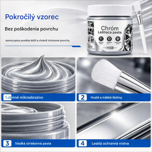 🔥 Sada 3 ks 🛡️ Lešticí pasta na renovaci a opravu chromovaných dílů (včetně kartáčku)