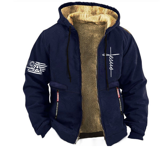 🔥🔥【S-3XL】 Modna, jesienna i zimowa, pogrubiona, aksamitna kurtka męska na co dzień-4112457