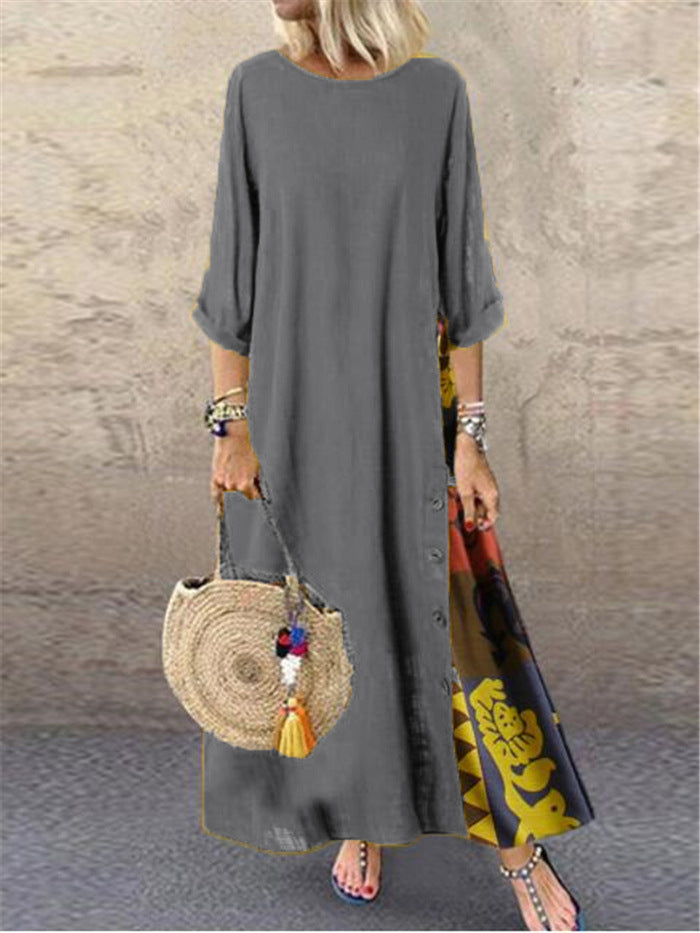 ✨💕【M-5XL】2025 Lato Nowa Damska Elegancka Retro Casualowa Sukienka Z Nadrukiem