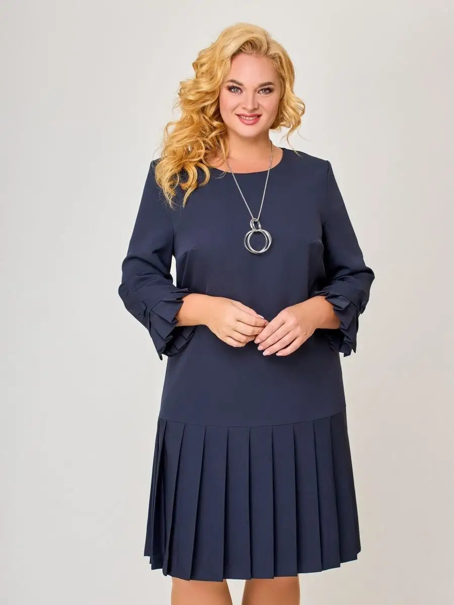 💌 【S-5XL】👗 2026 zimowa nowa wysokiej jakości elegancka sukienka w jednolitym kolorze 4225390