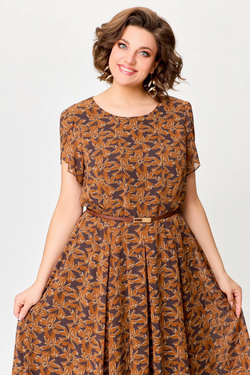 🌼🌼【S-5XL】Nowa sukienka damska z nadrukiem i okrągłym dekoltem, z czystej bawełny-3673140