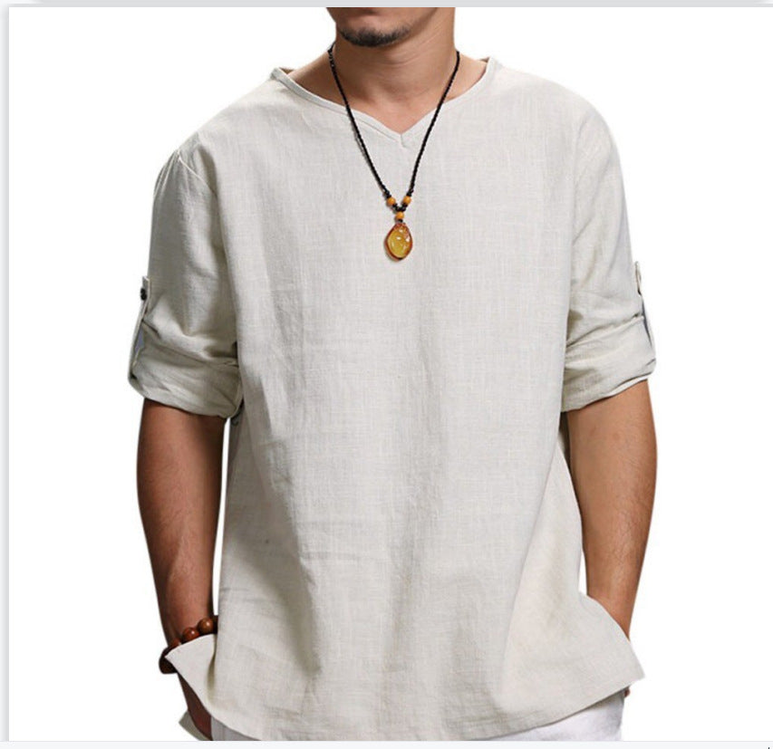 🌿【M-4XL】 Męska oddychająca koszula z bawełny i lnu 3565538