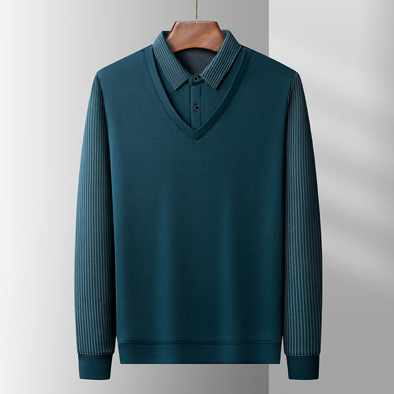 【M-4XL】 Dwuczęściowy sweter męski, ciepła koszula biznesowa o swobodnym kroju