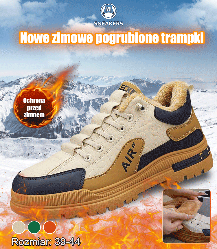【39-44】Nowe męskie buty sportowe na zimę, wysokiej jakości skóra naturalna i aksamit, aby utrzymać ciepło