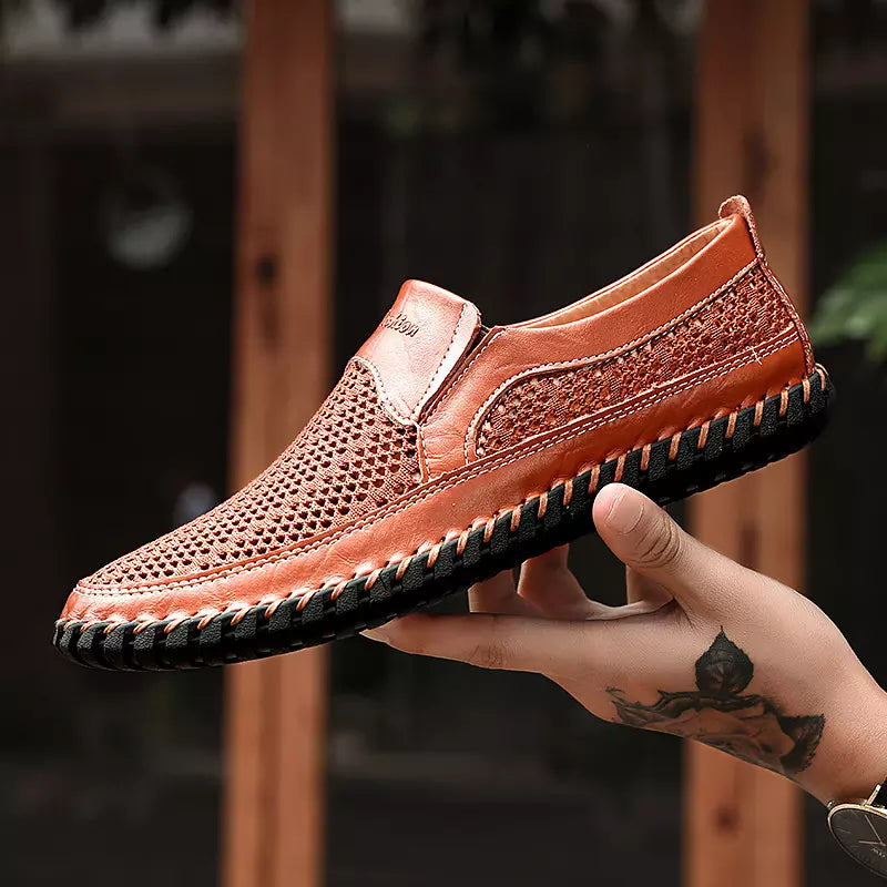 【38-48】👞Nowe, jesienne, męskie, skórzane buty z siateczki-3715966