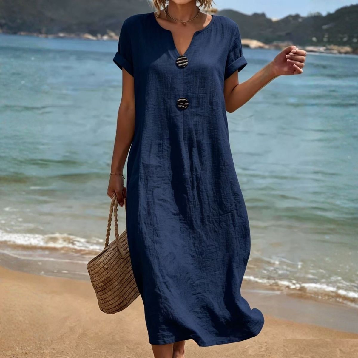 🏖️👗【S-3XL】Lehké a vzdušné letní šaty z lnu a bavlny volného střihu - zamilujete si je na první nošení.