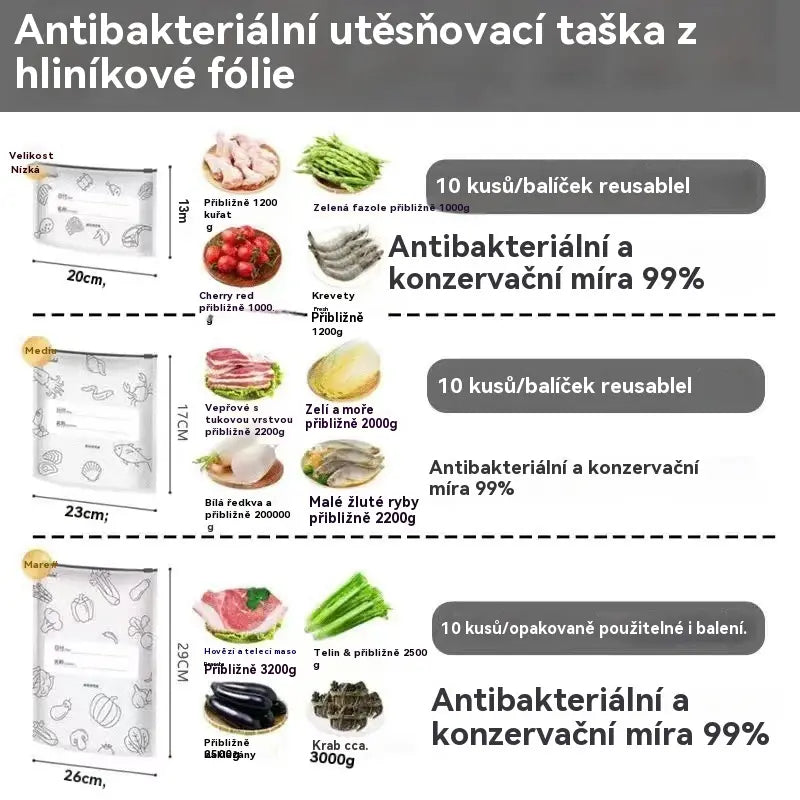⏳ Poslední den 50% sleva💖【30kusů】Sáček z hliníkové fólie potravinářské kvality se zipem pro zachování čerstvosti, vhodný do domácí lednice